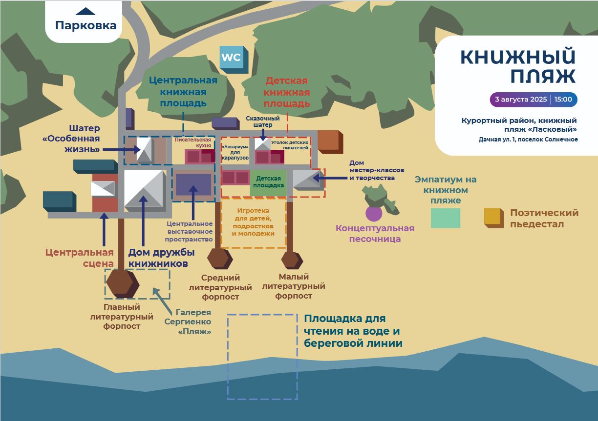 Книжный Пляж. Расположение локаций